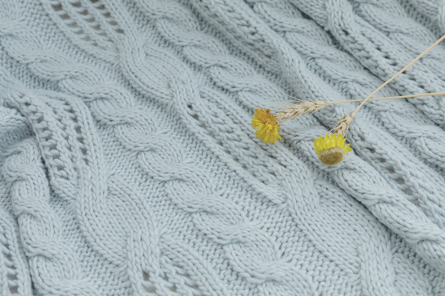 Jourdain Cable Knit Throw - Pale Blue