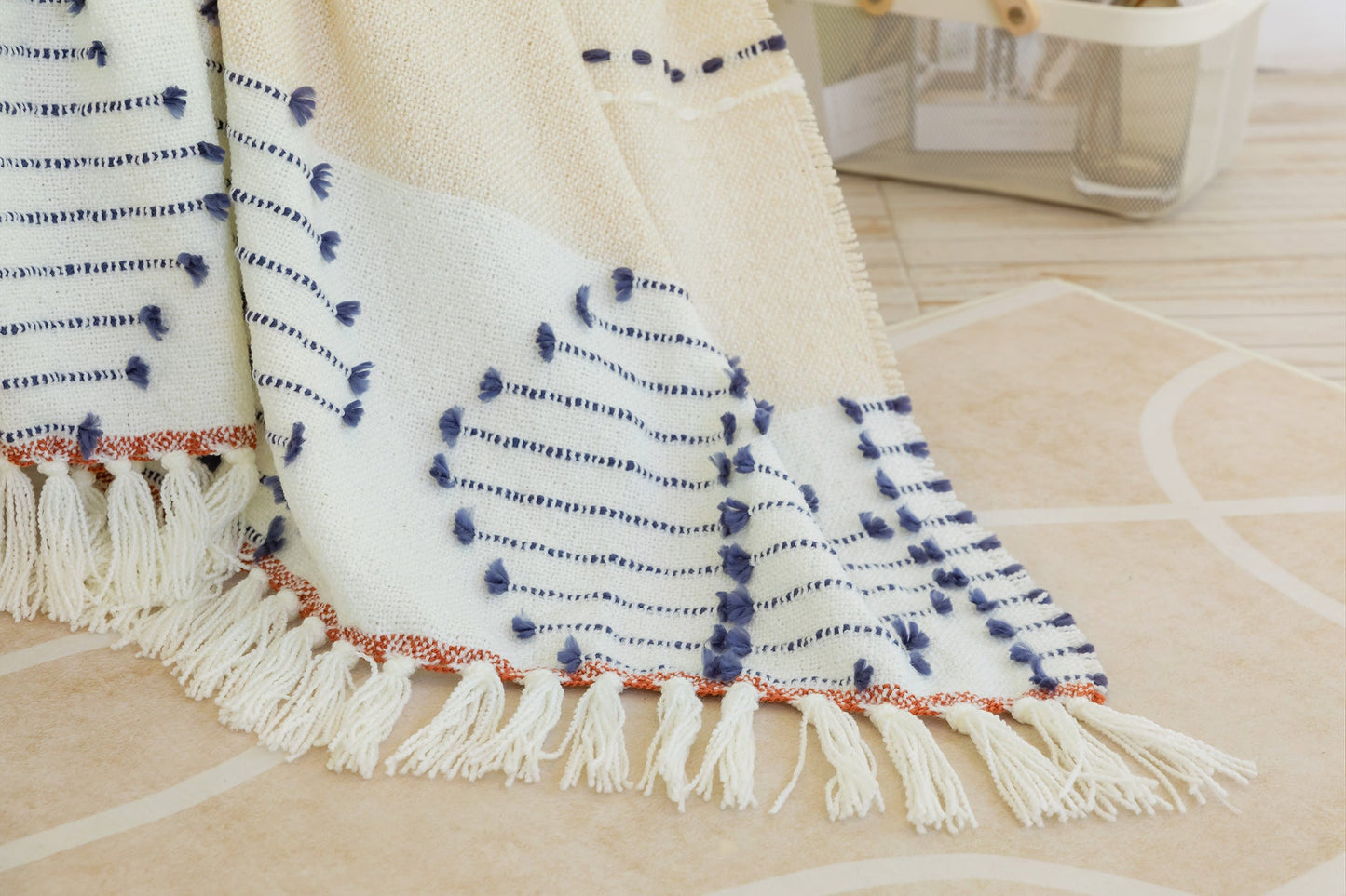 Boho Knitted Throw Blankets-Beige