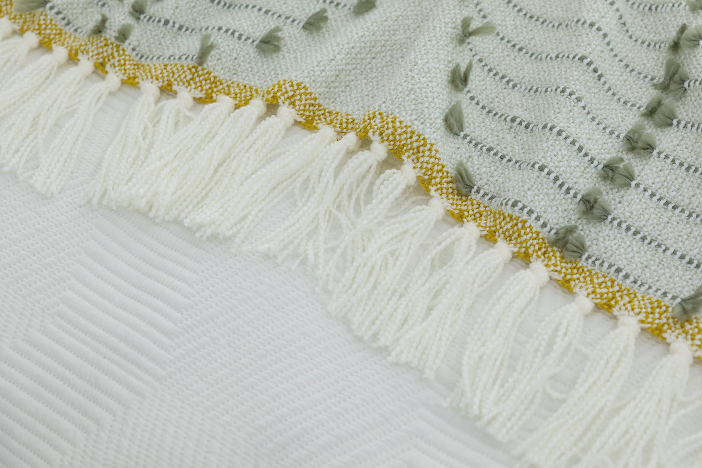Boho Knitted Throw Blankets-Sage Green