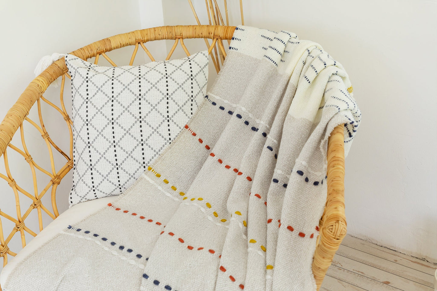 Boho Knitted Throw Blankets-Pearl Grey