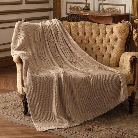 Soft Cozy Lightweight Chunky Cable Knit Throw Blanket