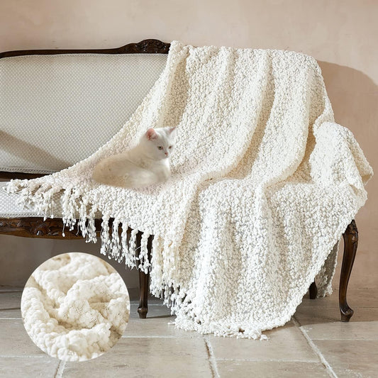 Textured Mulberry Throw Blanket Handmade with Tassels