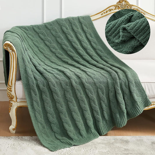 Cable Microfiber Feather Yarn Throw Blankets