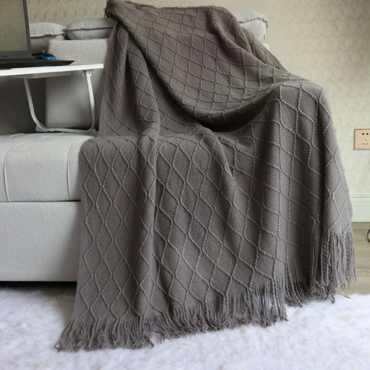 Woven diamond check blanket sofa blanket