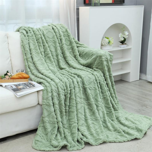 Boho Knitted Reversible sherpa Cable Knit Throw Blanket
